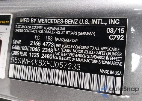 2015 Mercedes-Benz C 300 4Matic from USA, damaged, VIN 55SWF4KBXFU057233
